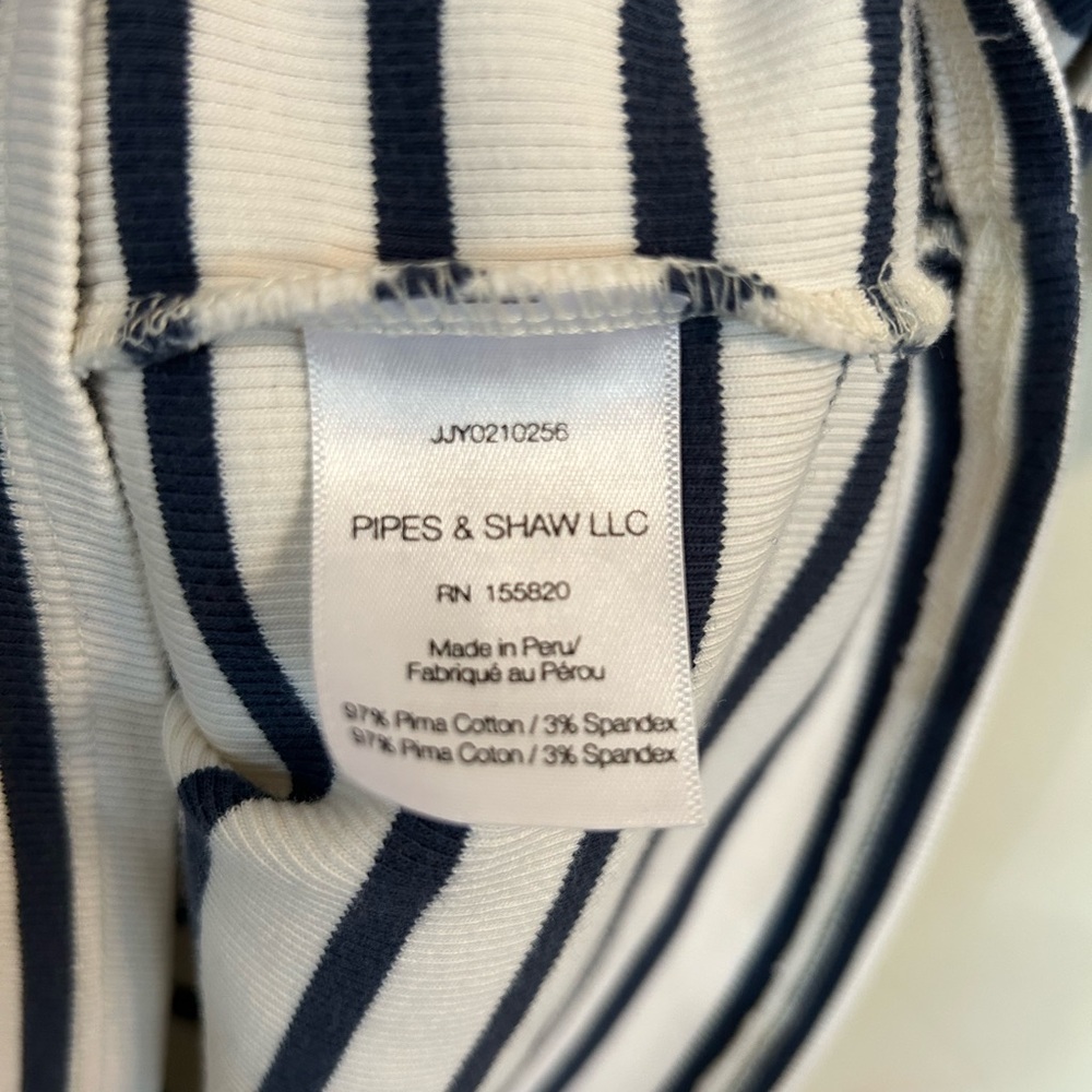 Veronica Beard Cream and Navy Striped Puff-Sleeve Knit Top - Picture 5 of 6